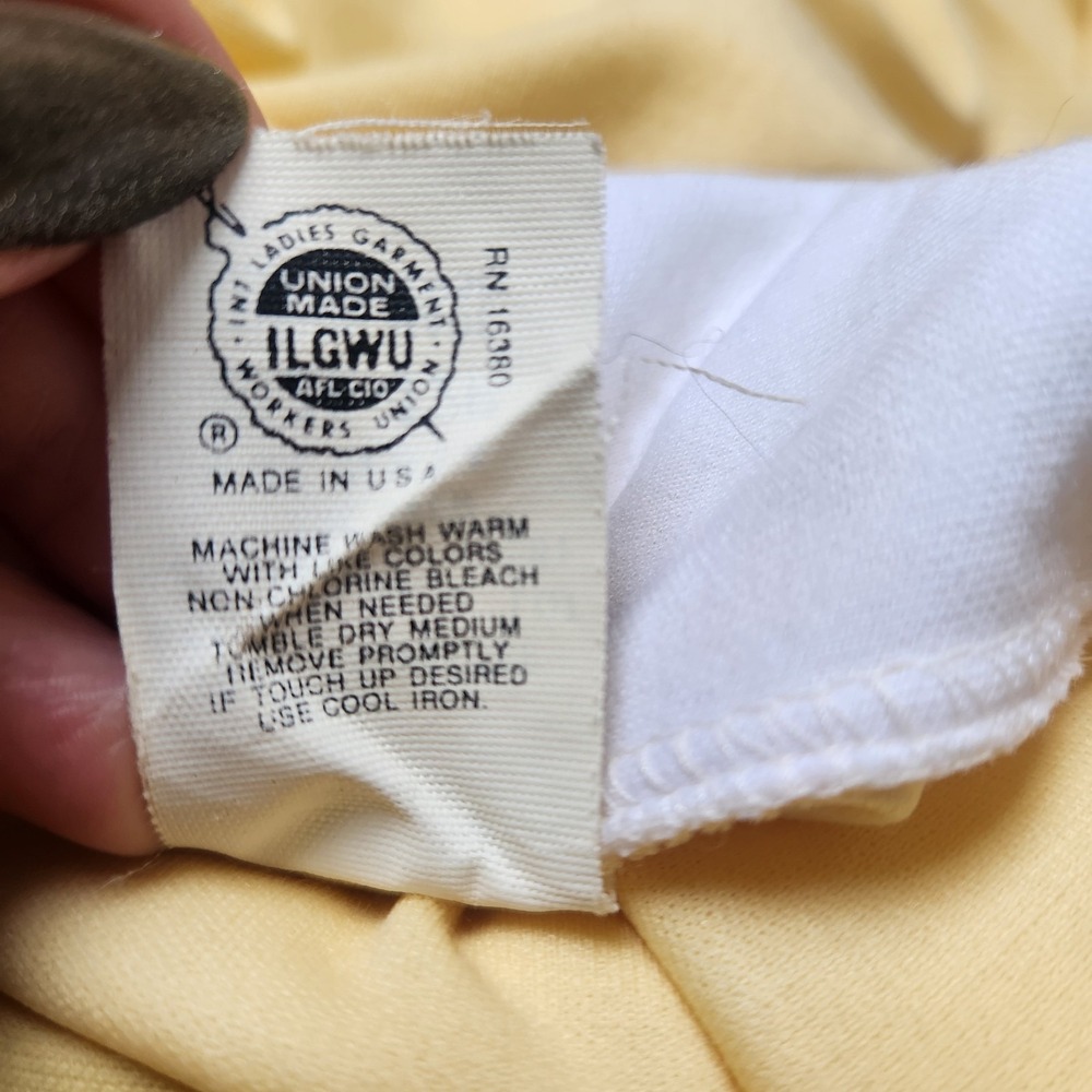 Vintage 70s Yellow Academia‎ Secretary Dress White Trim Union Made USA 12 P - Picture 5 of 8